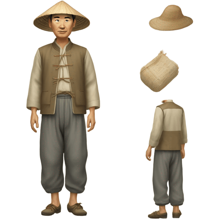 photorealistic Chinese peasant 1960s emoji