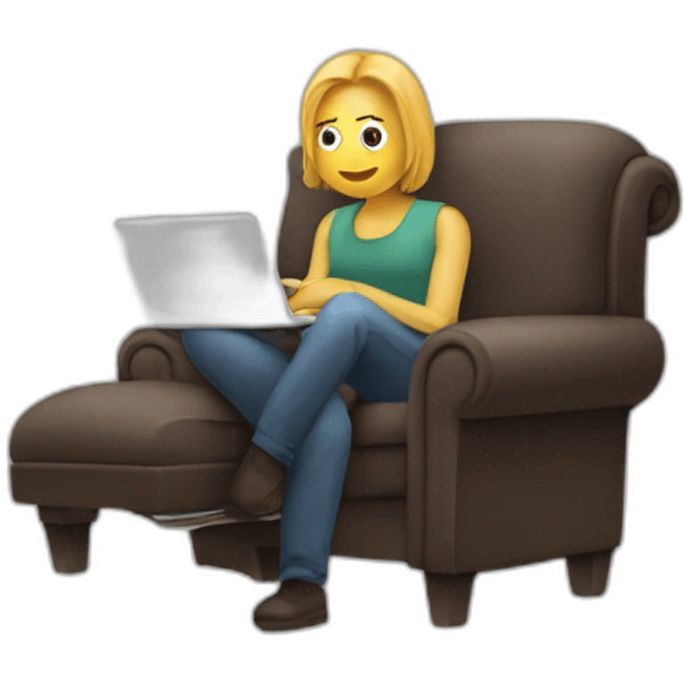 person scrolling thorught mobile and sitting in sofa emoji