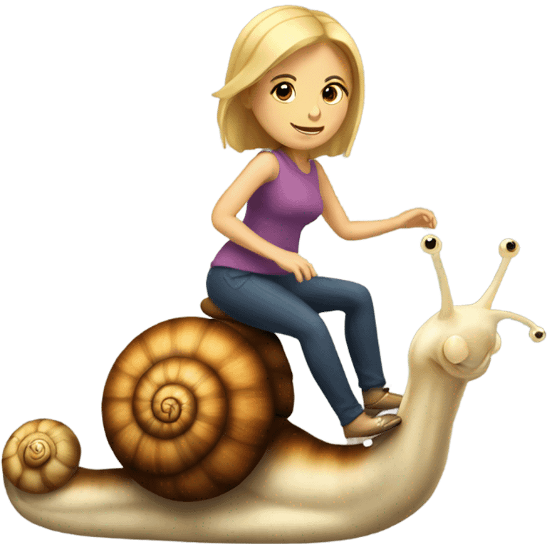 Caucasian Woman riding a snail emoji