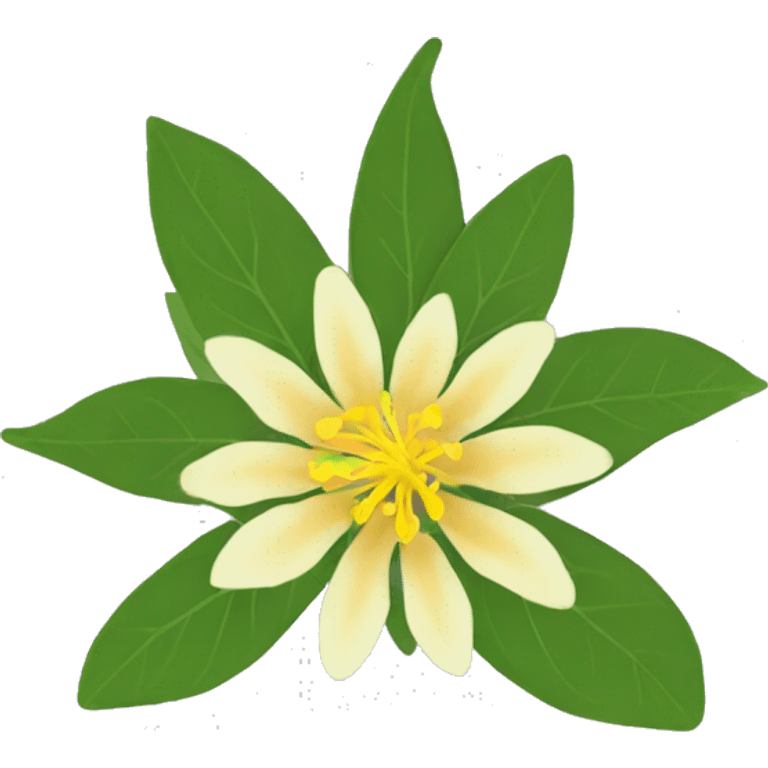 Ashwagandha flower with greenish-yellow petals and a central yellow stamens emojis emoji