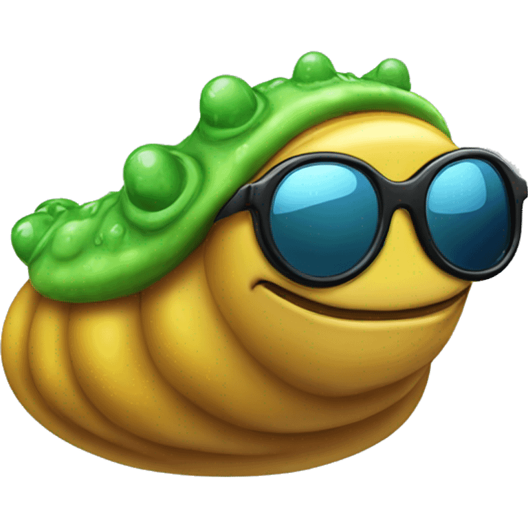 a slimy slug wearing sungasses emoji