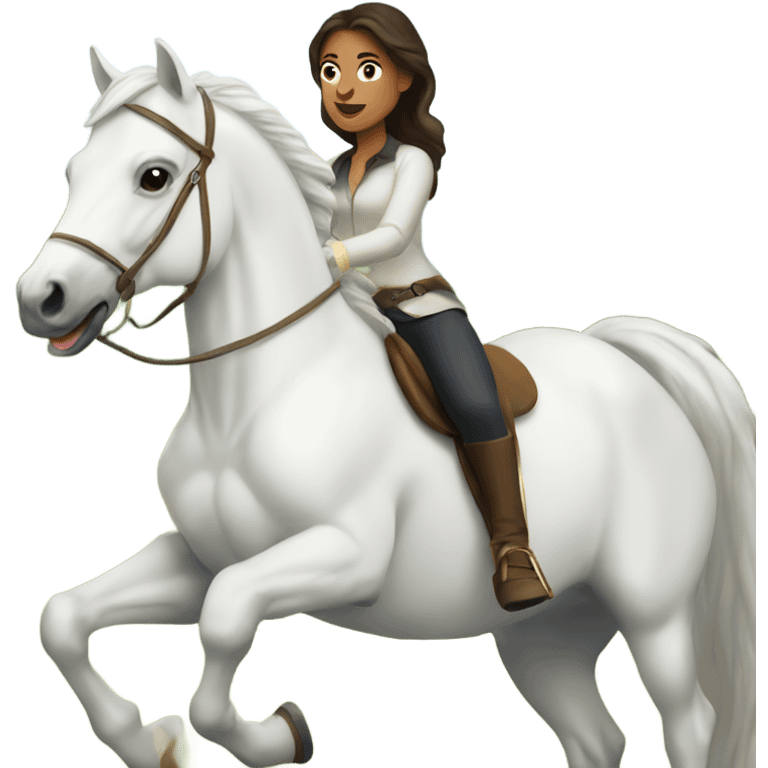 Brunette woman riding white horse emoji