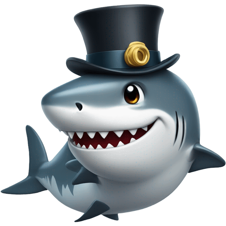 happy shark with tophat emoji