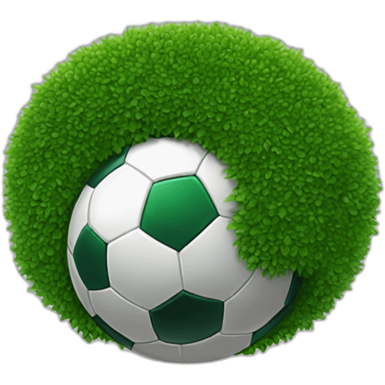 A green hedge with a soccer ball in front emoji