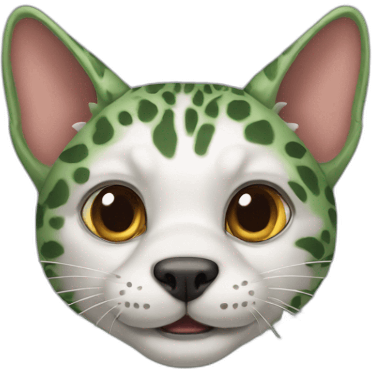 A cat-dog-crocodile hybrid emoji