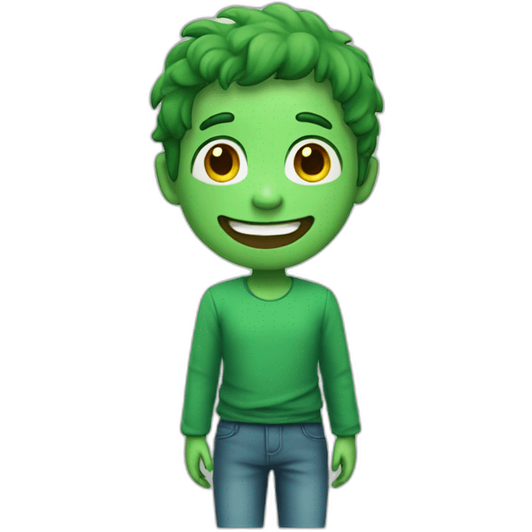 pleased boy with green skin emoji