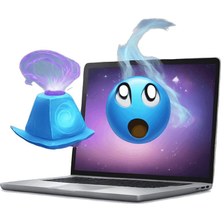 laptop and magic emoji