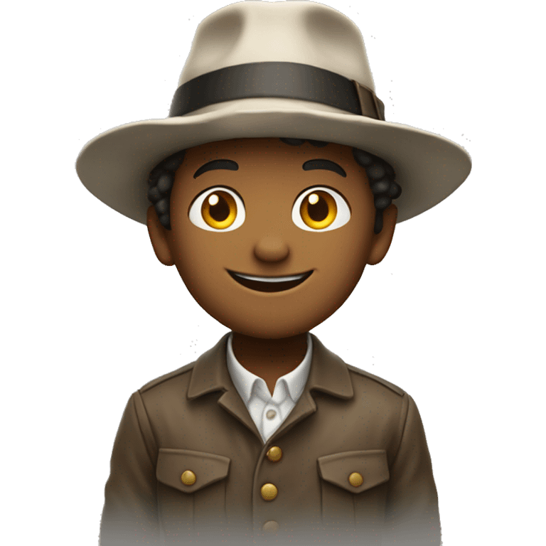 smiling boy in pilgrim hat and clothes emoji