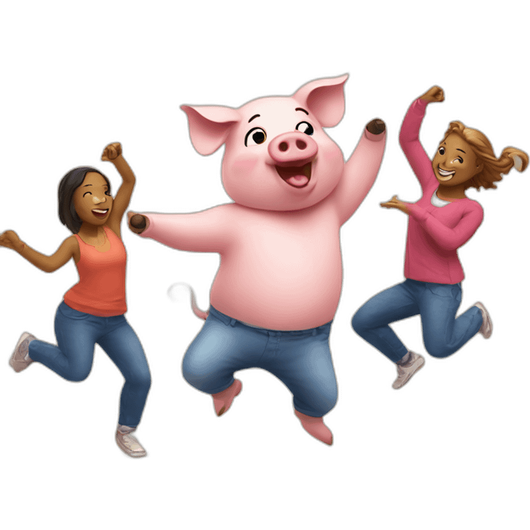 pig dancing with friends emoji