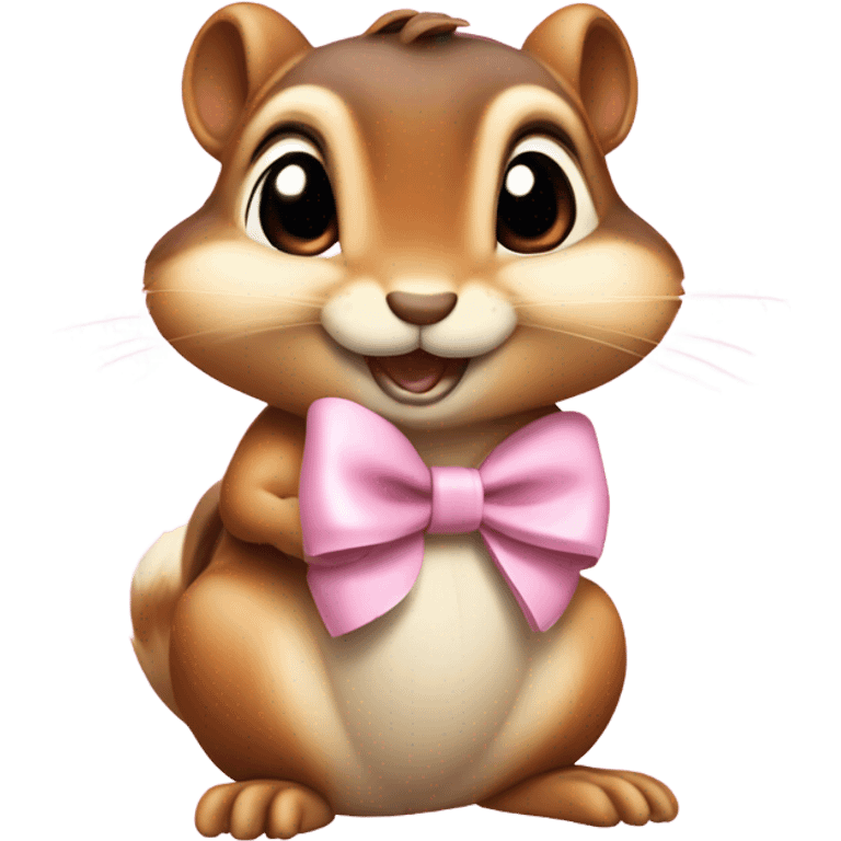 Chipmunk with light pink bow emoji