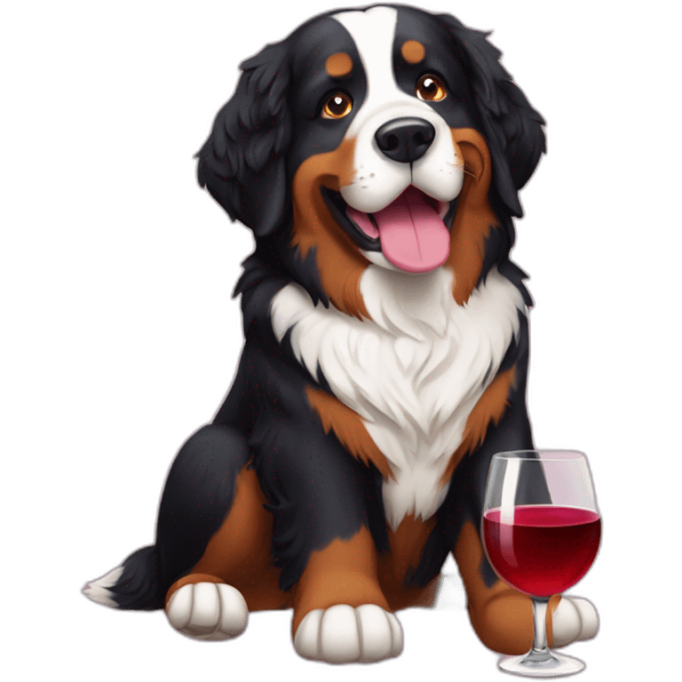 bernese mountain dog drinking good wine emoji