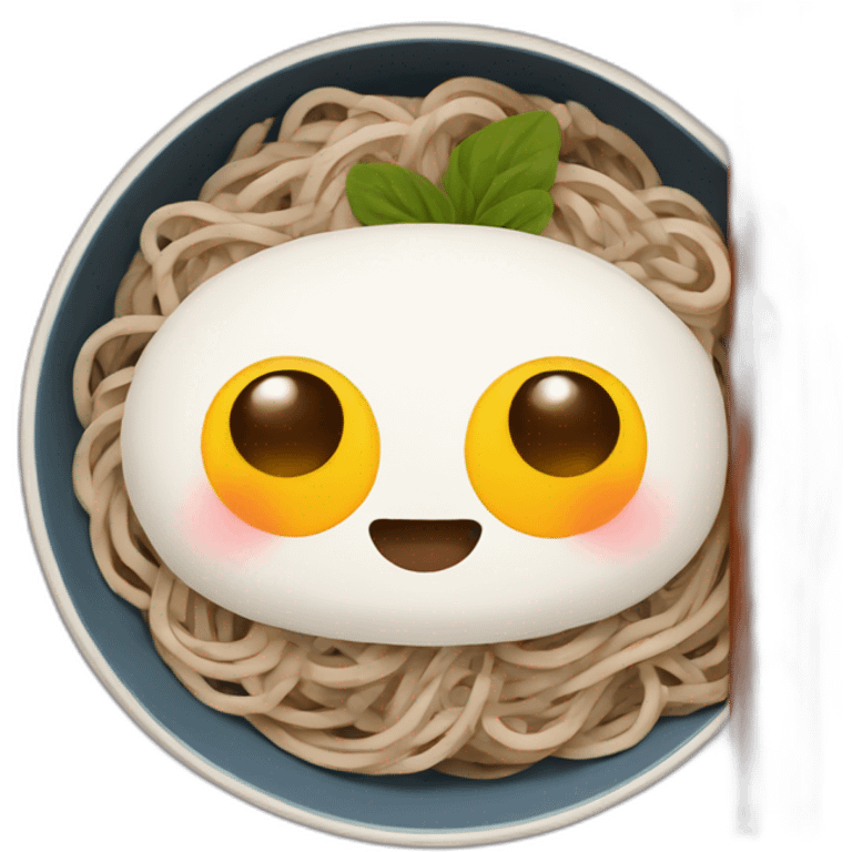 bowl of japanese buckwheat soba noodles with two chopsticks without egg emoji