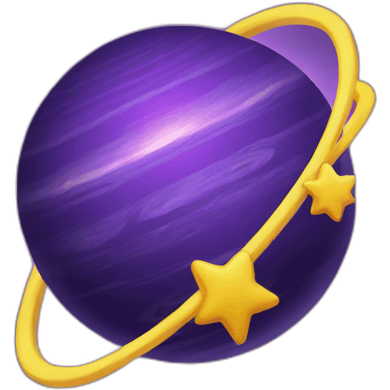 Purple planet, yellow star rings emoji