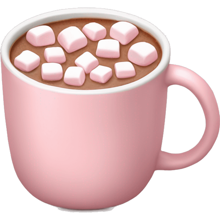 Light Pink mug of hot chocolate with marshmallows  emoji