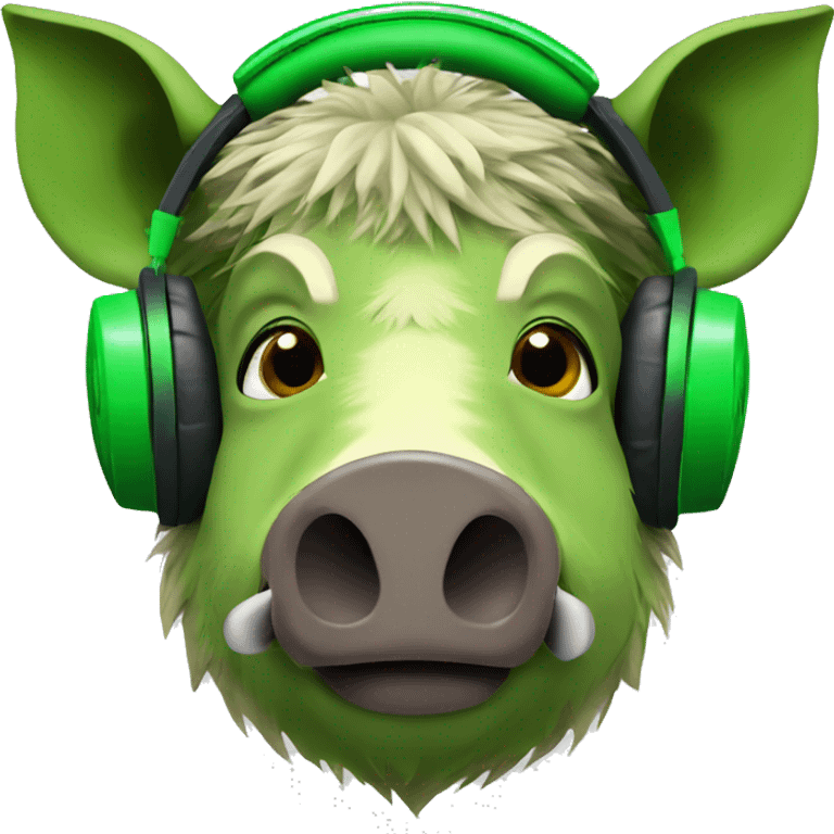 boar in green headphones emoji