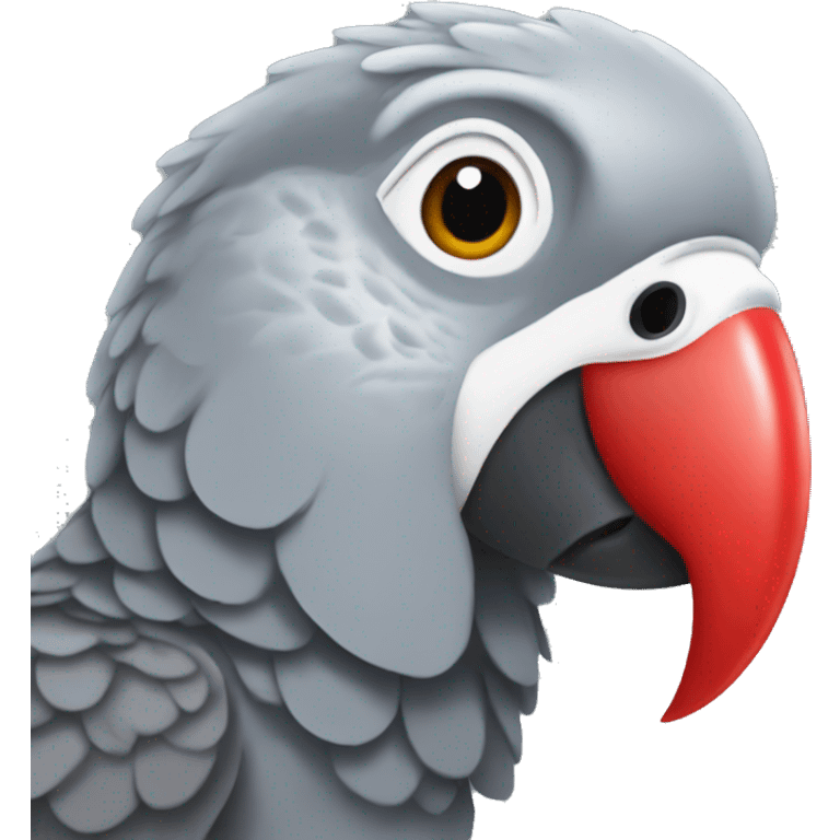 African grey parrot with red tail emoji