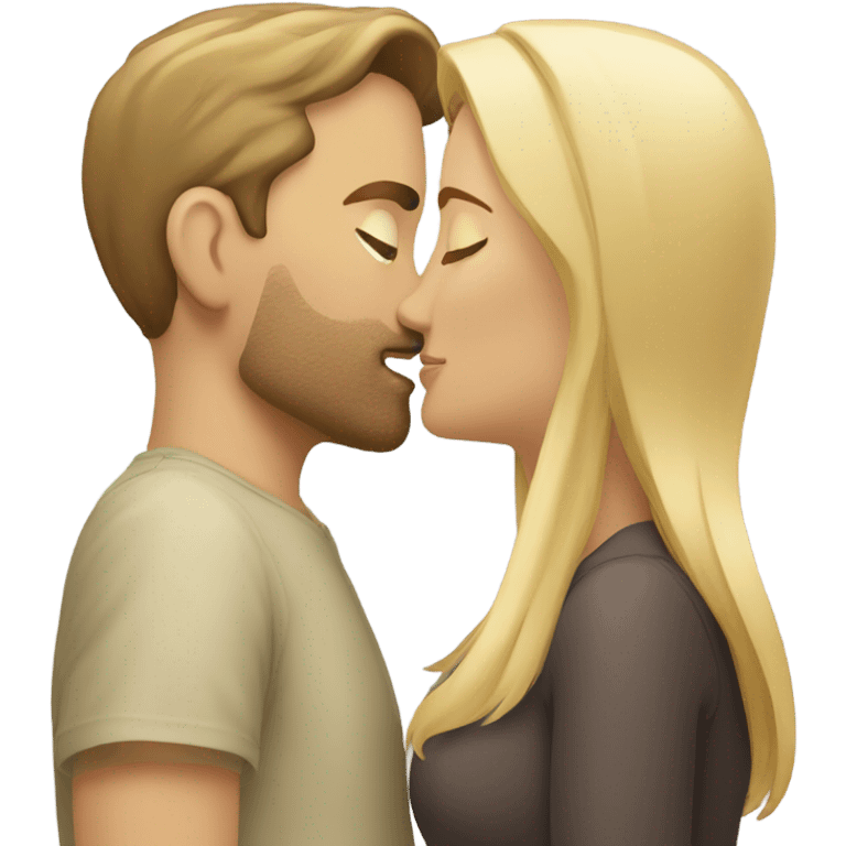 Caucasion male kissing blonde woman  emoji