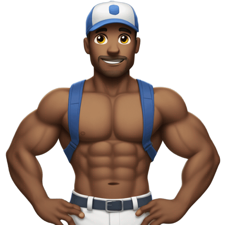 Trainer with 6 pack abs and a baseball cap  emoji