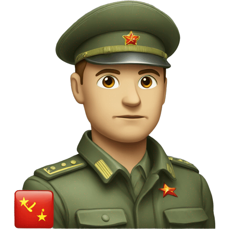 ussr soldier serious with military takes emoji