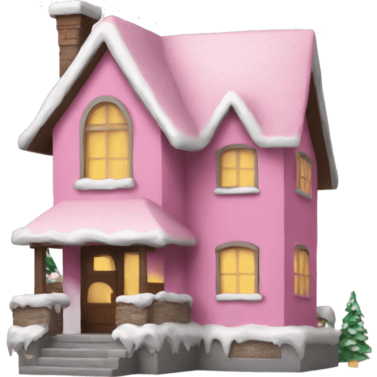 Christmas house pink  emoji