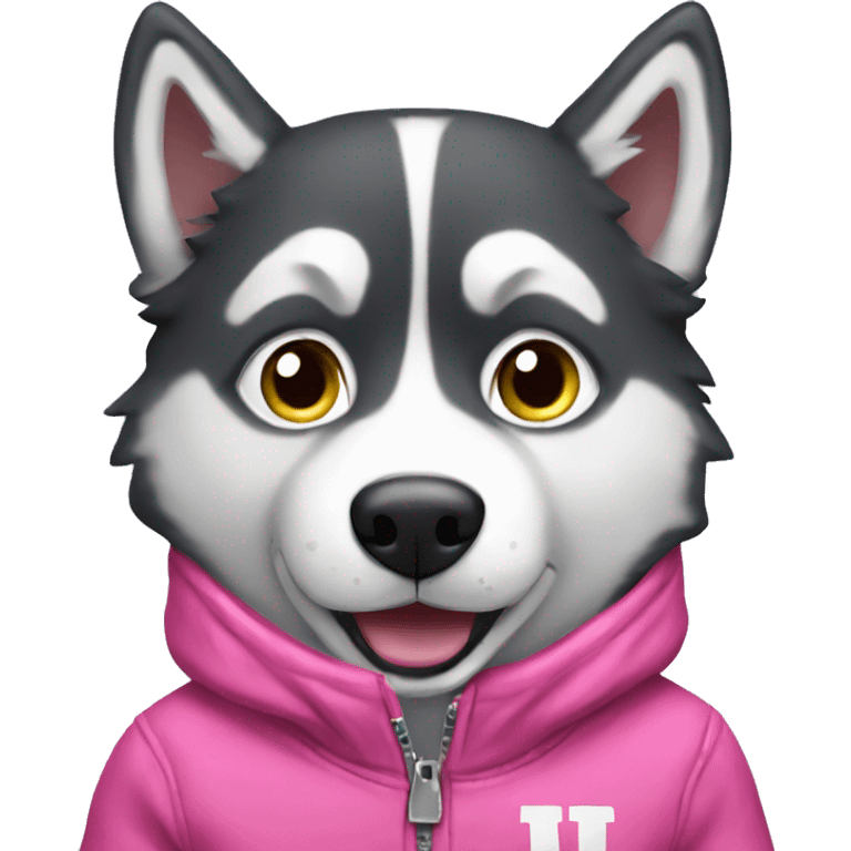 husky with pink jacket emoji