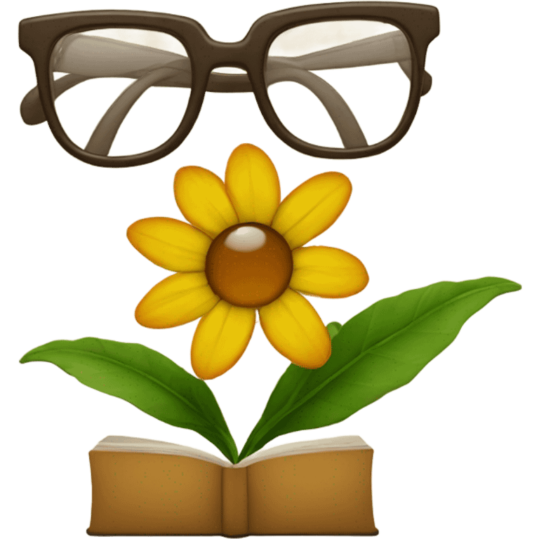 Flower with glasses reading a book emoji