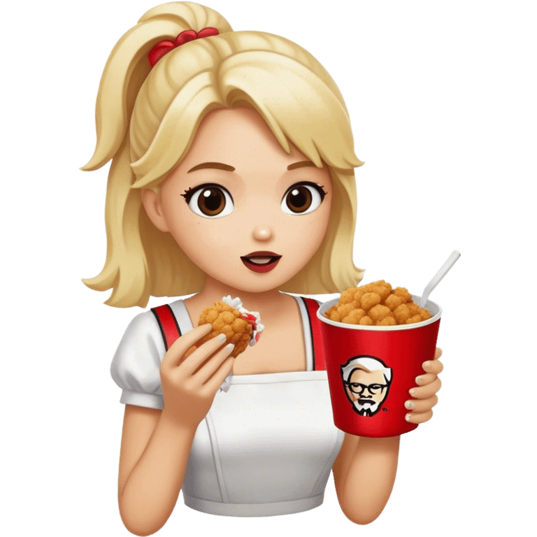 blonde girl eat kfc  emoji