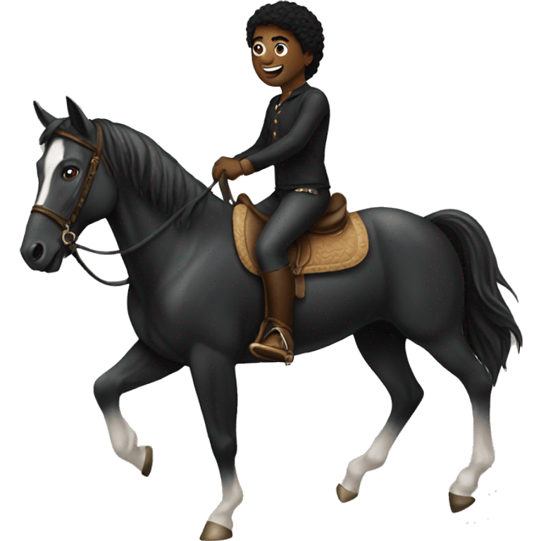 black riding a horse  emoji