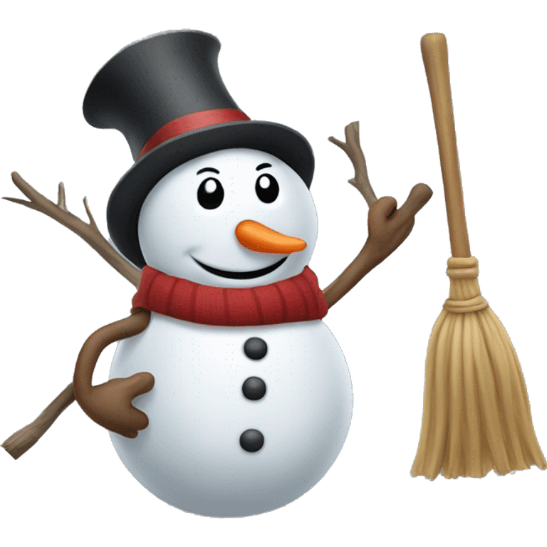 A snowman riding a broom  emoji