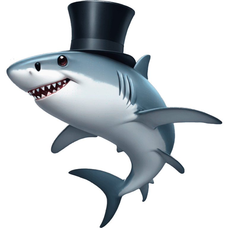 Shark with a top hat emoji