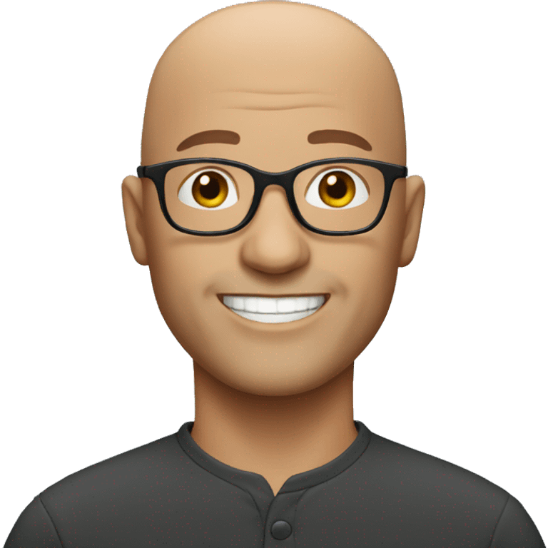 bald man with glasses smiling emoji