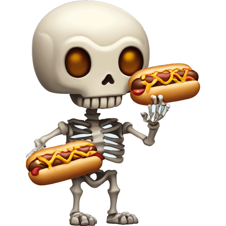 metal skeleton with a hotdog in his hand emoji