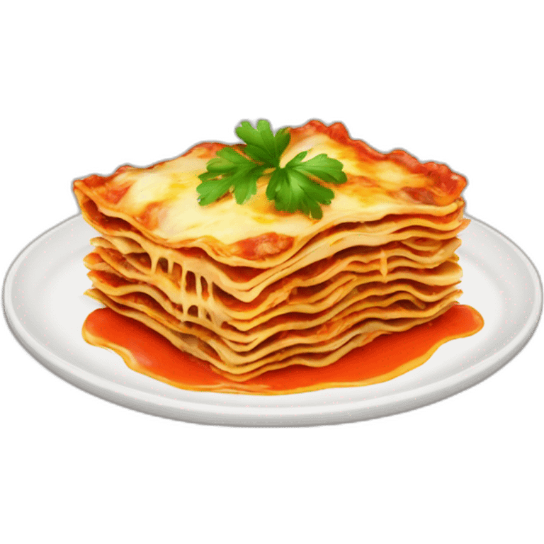 lasagna with parsley and melting sauce emoji