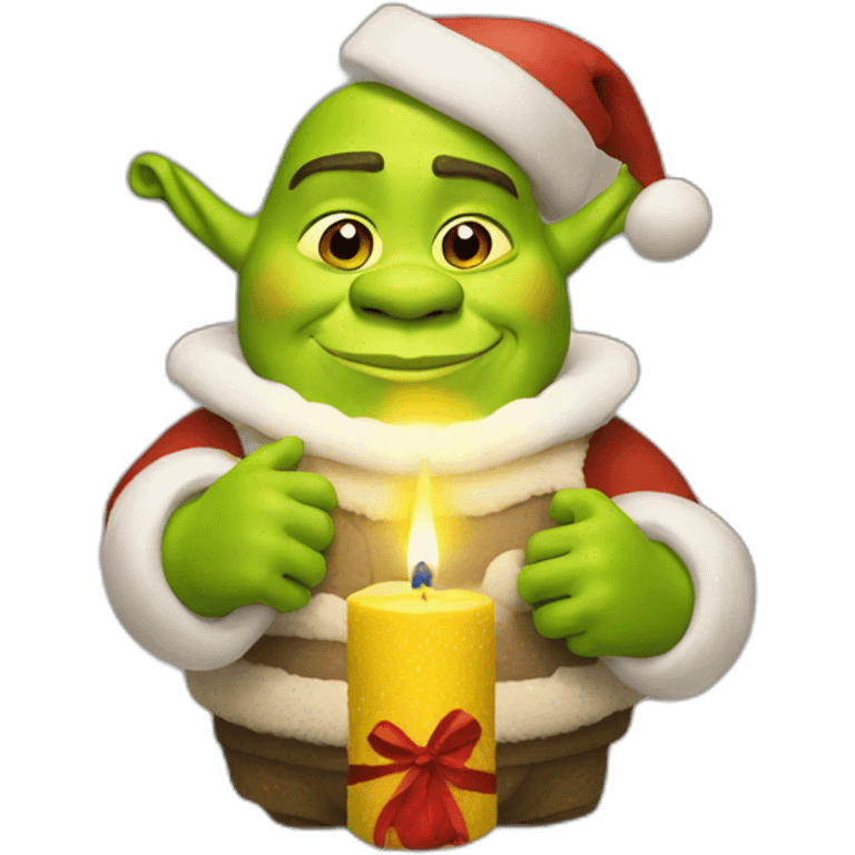 Shrek holding a christmas candle emoji