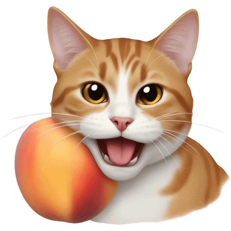 cat with peach in mouth emoji