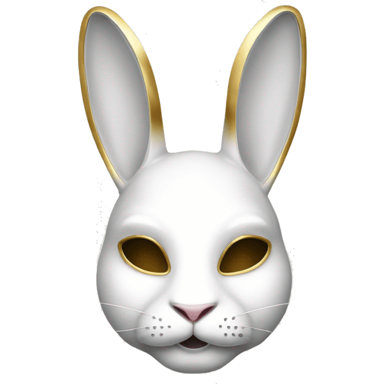 white rabbite mask, luxury style, gold border emoji