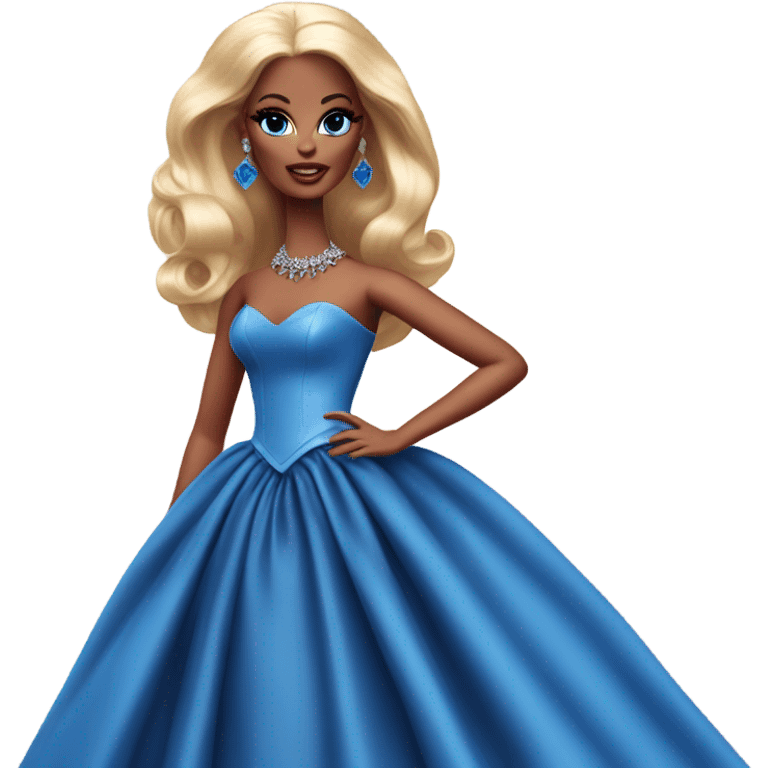 Red horned Satan Barbie in beautiful blue evening gown  emoji