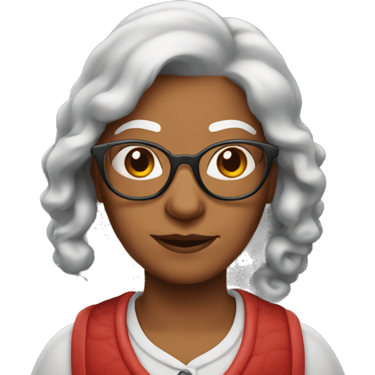 Grandma emoji, wearing cat-eye shaped rim glasses and long red hair emoji