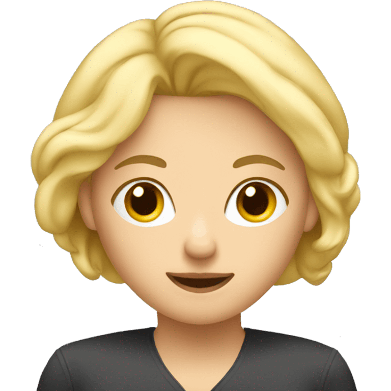 blonde female behind a computer emoji