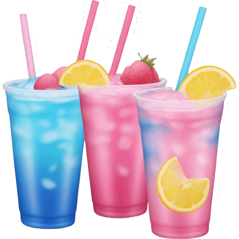 Pink yellow blue drink emoji