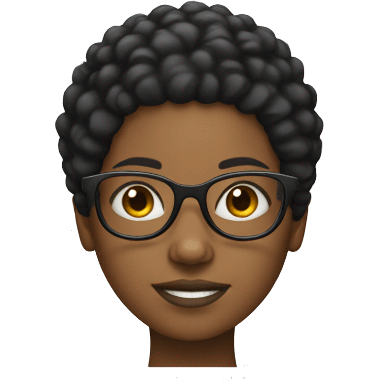 Black girl with short afro haircut and glasses emoji