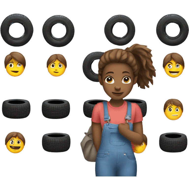 Girl who has to buy 4 tyres for her car emoji