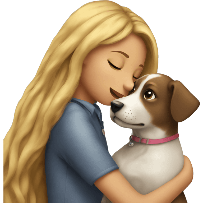 girl kissing dog emoji