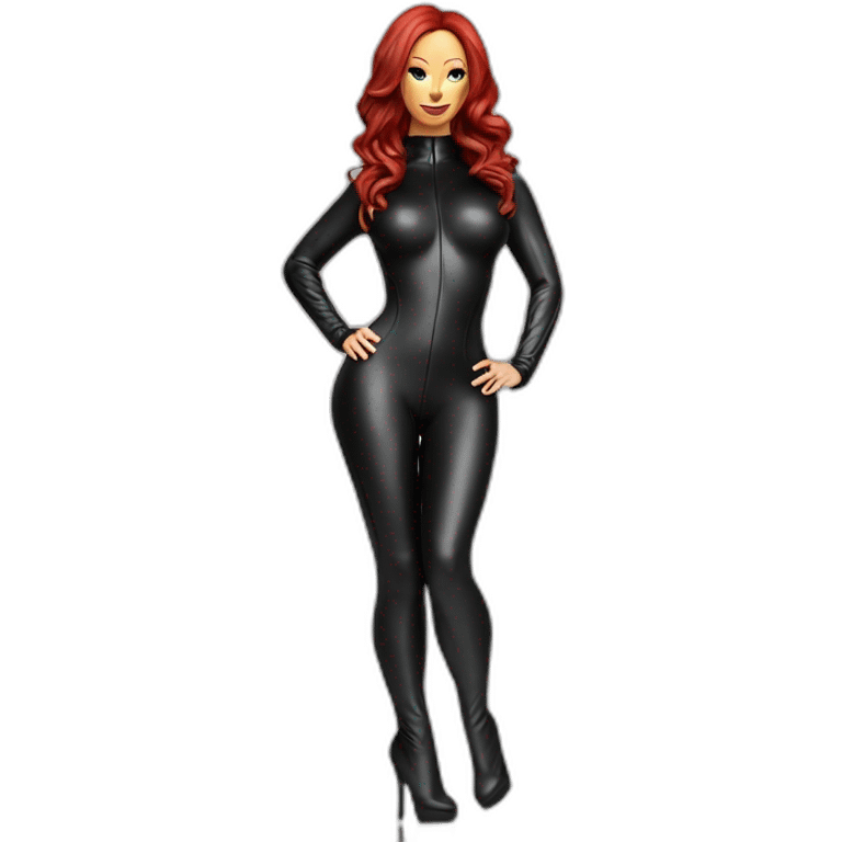 Bianca Beauchamp hyperréalisme in catsuit full body emoji