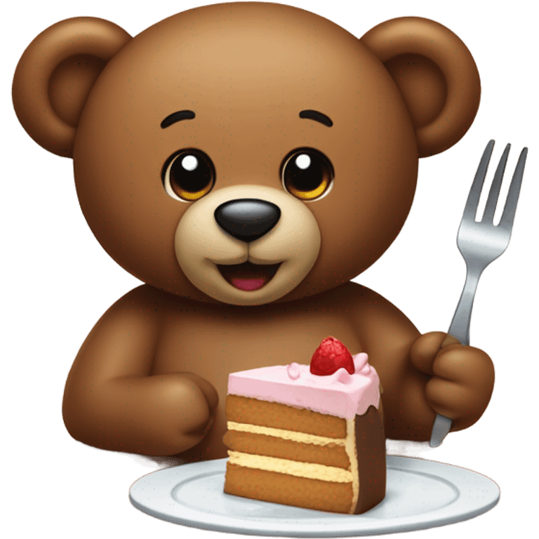 Teddy bear eating cake emoji