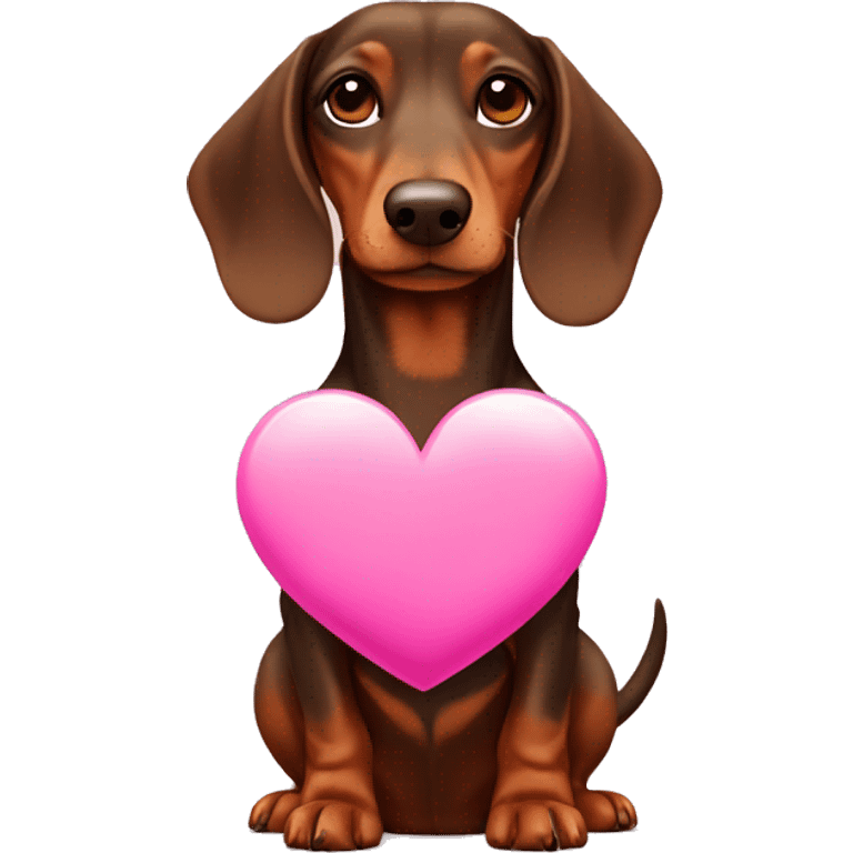 brown dachshund with pink heart emoji