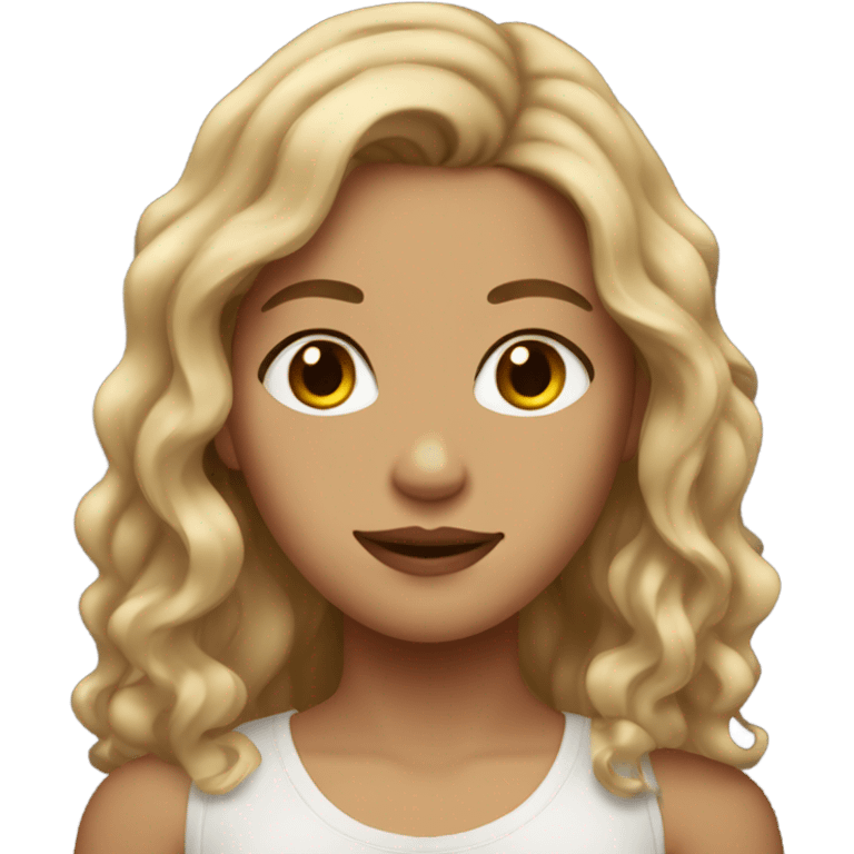 girl with dirty blonde wavy hair and brown eyes emoji