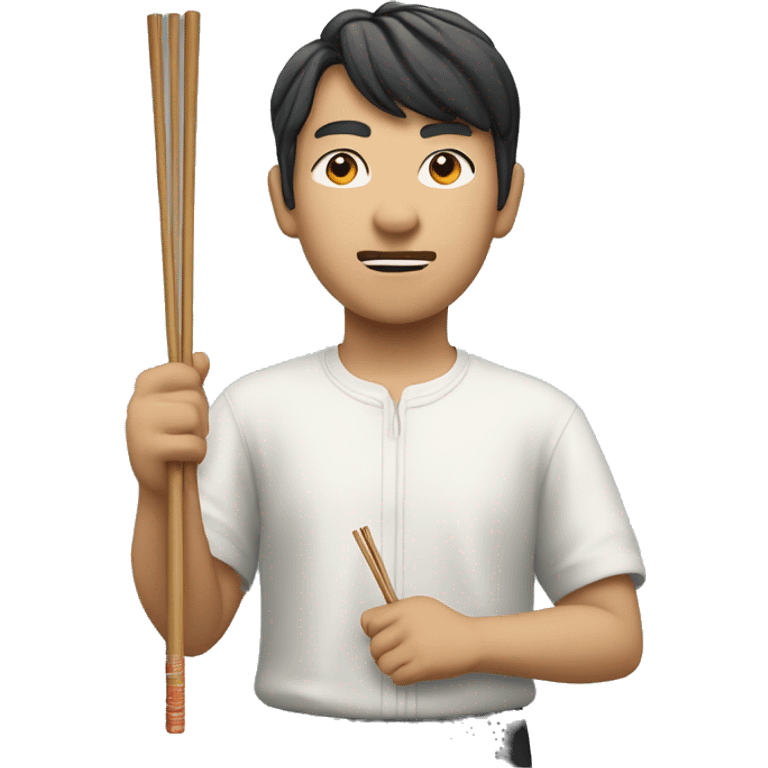 an Asian holding a chopstick ￼ emoji