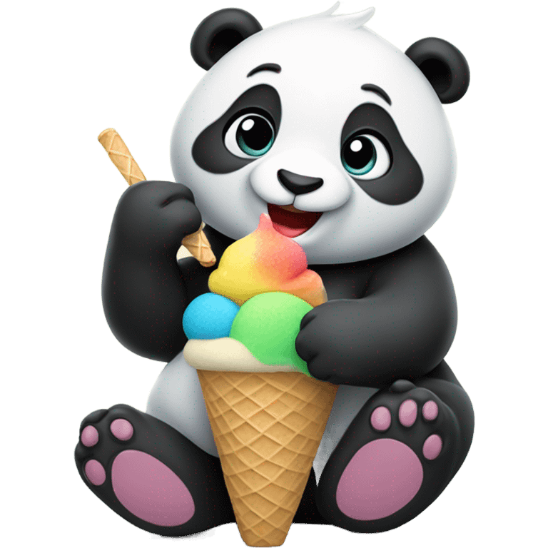 Panda eating ice cream emoji