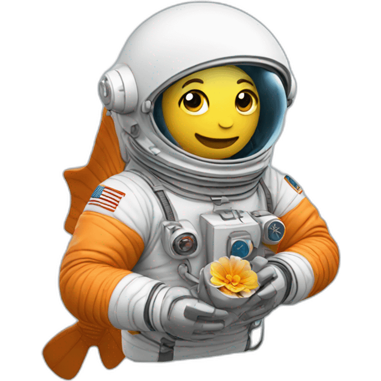 Astronaut holding bloom fish emoji